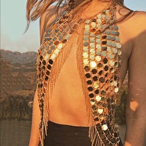 Gold Sequin Chain Top